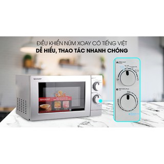 Lò vi sóng 20L Sharp R-207VN-SL kiểu dáng hiện đại, chất lượng tốt, bảo hành chính hãng