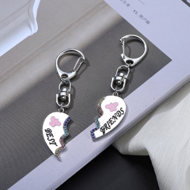 2 Móc khóa hợp kim hình trái tim độc đáo, lãng mạn dùng làm quà tặng ngày Valentine cho cặp đôi