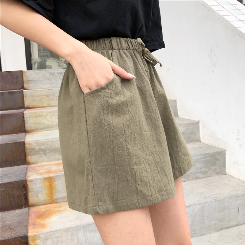 Quần shorts nữ, quần đùi đũi cạp chun