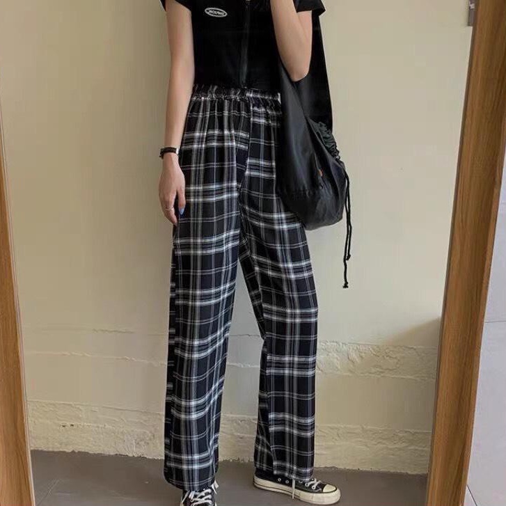 Quần Dài Kiểu Caro Ống Suông Kaki Nam Nữ Unisex - La mode
