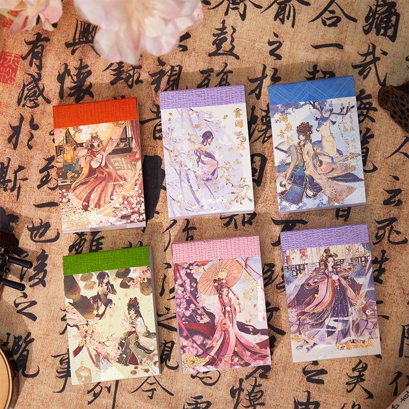 Sổ sticker cổ trang - trang trí sổ tay - ánh nhũ - ánh kim - Nam Phong Giải Ý - 40 x 60 mm - 50 tờ