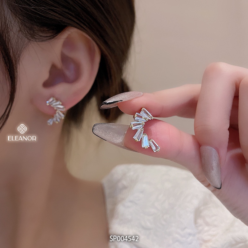 Bông tai nữ chuôi bạc 925 Eleanor Accessories khuyên tai viền cong lấp lánh phụ kiện trang sức 4542