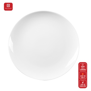 Đĩa khum Long Phương màu trắng bằng sứ không chì - Bộ đồ bàn ăn cao cấp size 15cm - 23cm