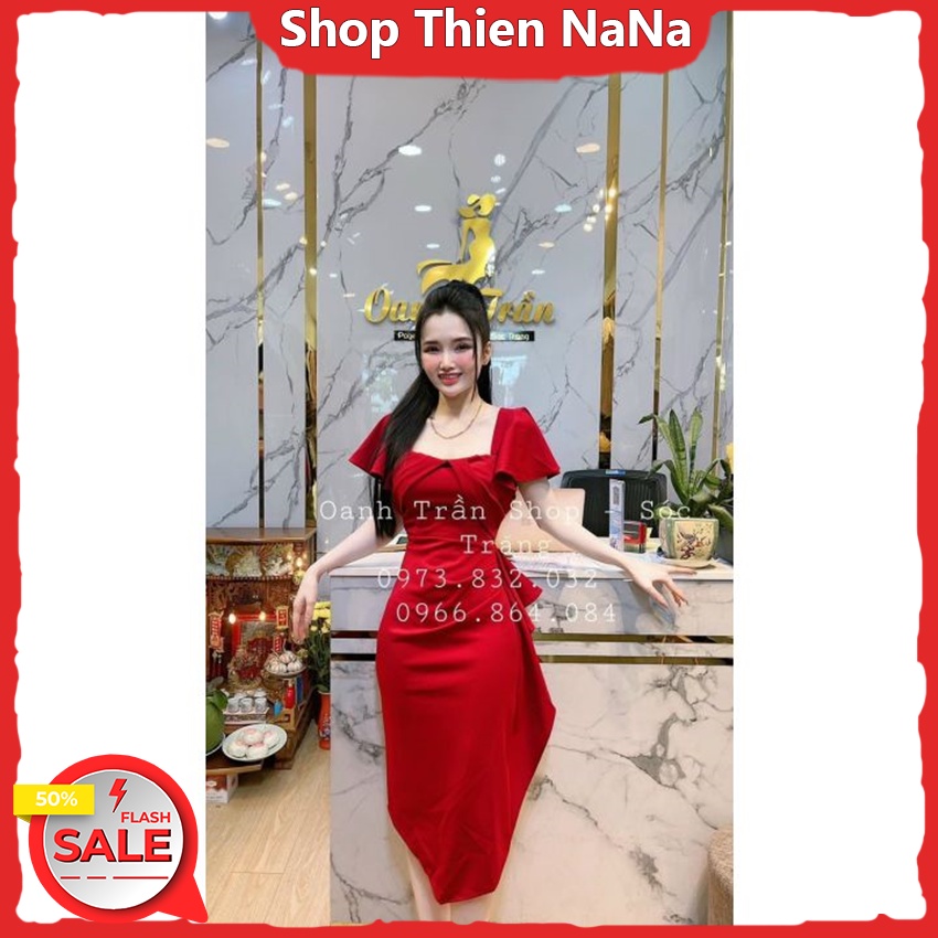 Đầm Cổ Vuông Tay Cánh Dơi Thiết Kế Cánh Bướm Ở Ngực , Đầm Ôm Chất Umi Chiết Eo 4 Màu Cực Qúy Phái