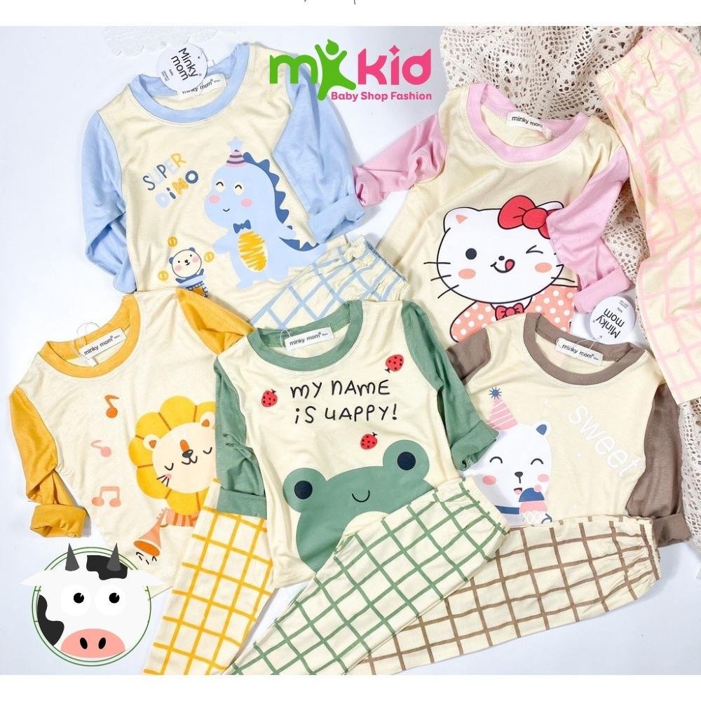 Bộ Thun Lạnh Dài Tay Cho Bé 💖 Bộ Thu Đông Dài Tay Minky Mom Cho Bé Trai Bé Gái Với Các Hình Thú Siêu Kute