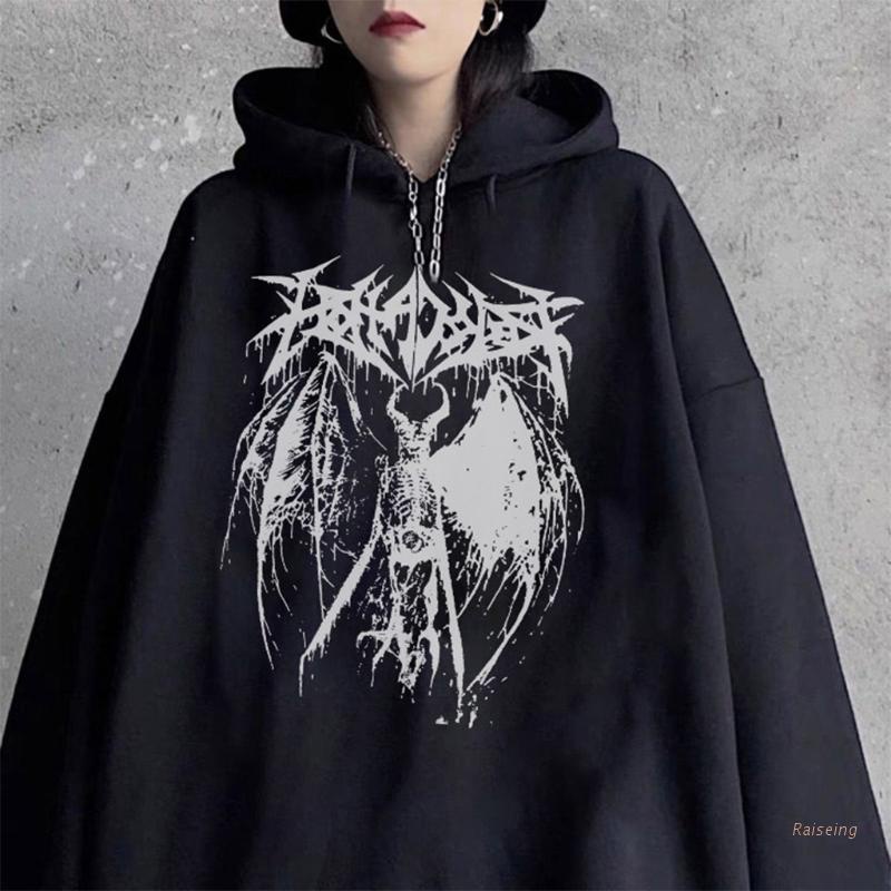 Áo Hoodie Tay Dài In Họa Tiết Bộ Xương Phong Cách Gothic Cá Tính Dành Cho Nữ