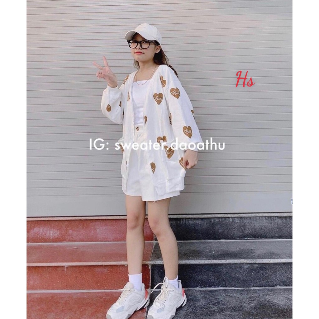 Áo cardigan trái tim swe ,chất dày dặn,hàng xịn -Shop Q&amp;V