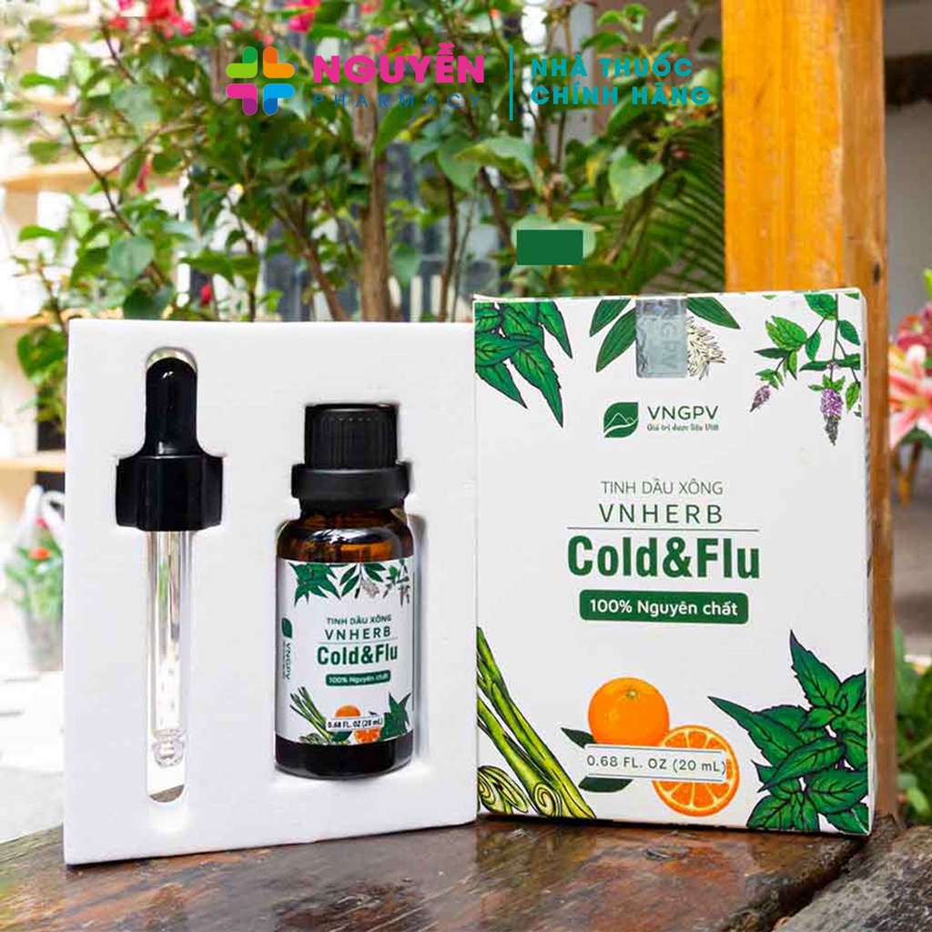 Tinh dầu xông VNHERB COLD &amp; FLU 20ml - Giúp xông hơi giải cảm, phòng ngừa cảm cúm, khử mùi, thư giãn