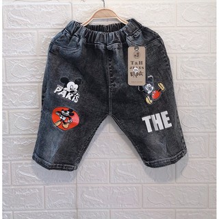 Quần ngố bò cho bé trai in hình Mickey