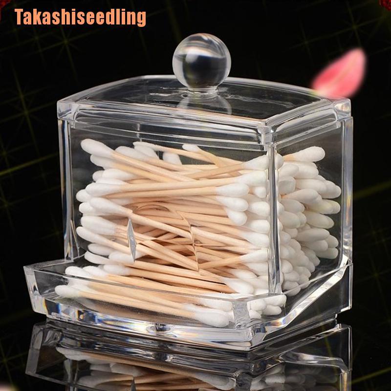 Hộp Nhựa Acrylic Trong Suốt Đựng Tăm Bông Trang Điểm Tiện Dụng