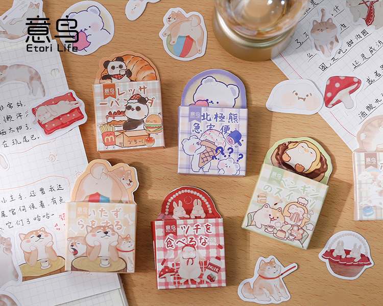 Suuuny 45 Sticker Miếng Dán Trang Trí Nhật Ký Hình Động Vật Dễ Thương | BigBuy360 - bigbuy360.vn