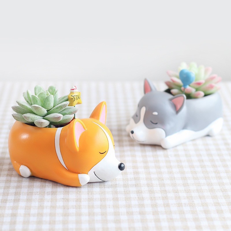 Chậu composite mini Corgi dễ thương trồng sen đá/xương rồng