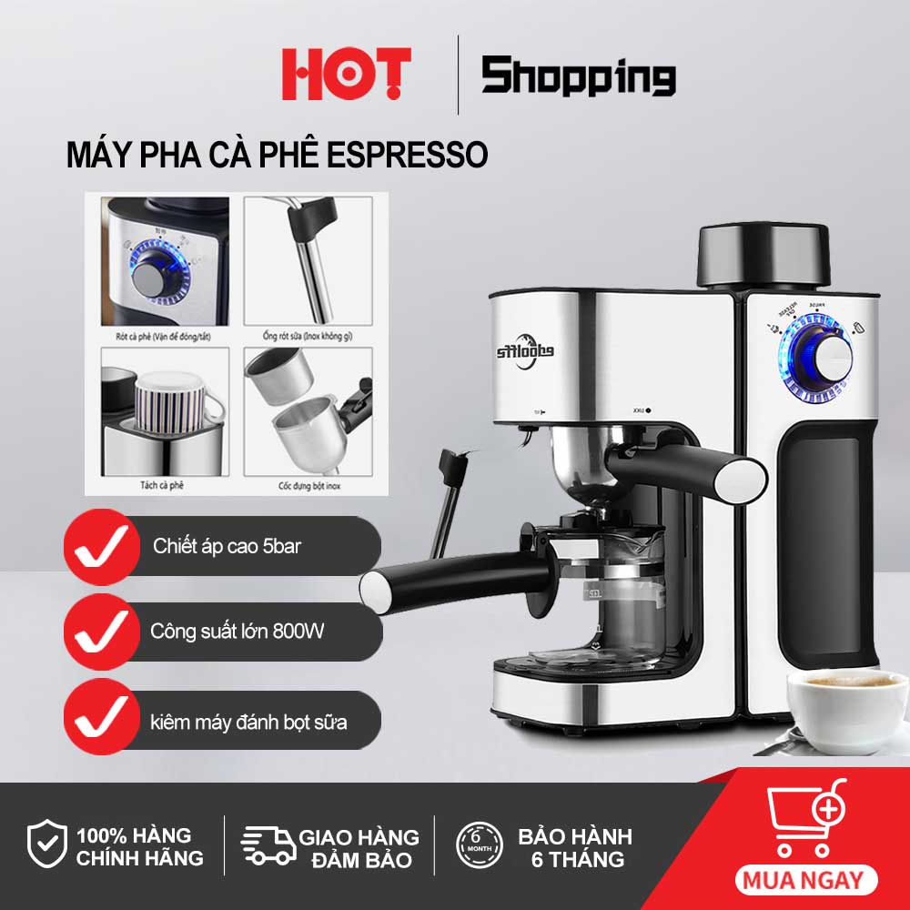 H102W Máy pha cà phê màu bạc hiệu inox không gỉ máy pha coffee capucinno latte
