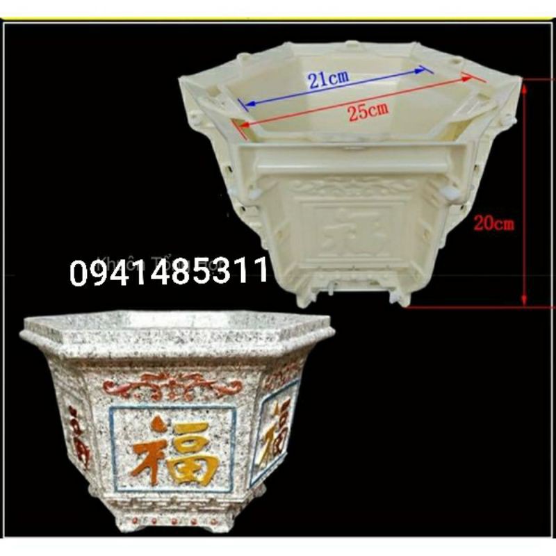 Khuôn Chậu Lục Giác 25x20. Nhựa ABS