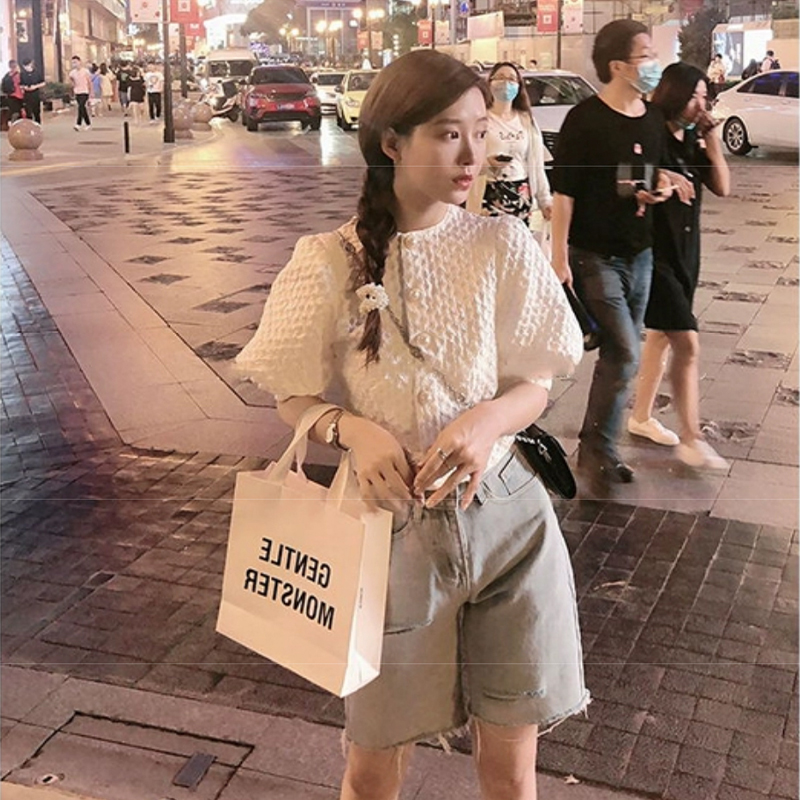 SUXI Áo kiểu cardigan tay ngắn dáng lửng phong cách retro thời trang mùa hè xinh xắn dành cho nữ