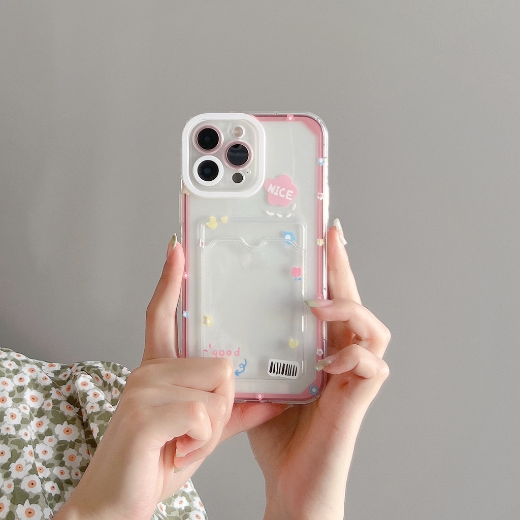 Ốp Điện Thoại Tpu Mềm Siêu Mỏng Trong Suốt Có Ngăn Đựng Thẻ Cho iPhone 14 13 12 11 Pro XS Max 7 8Plus