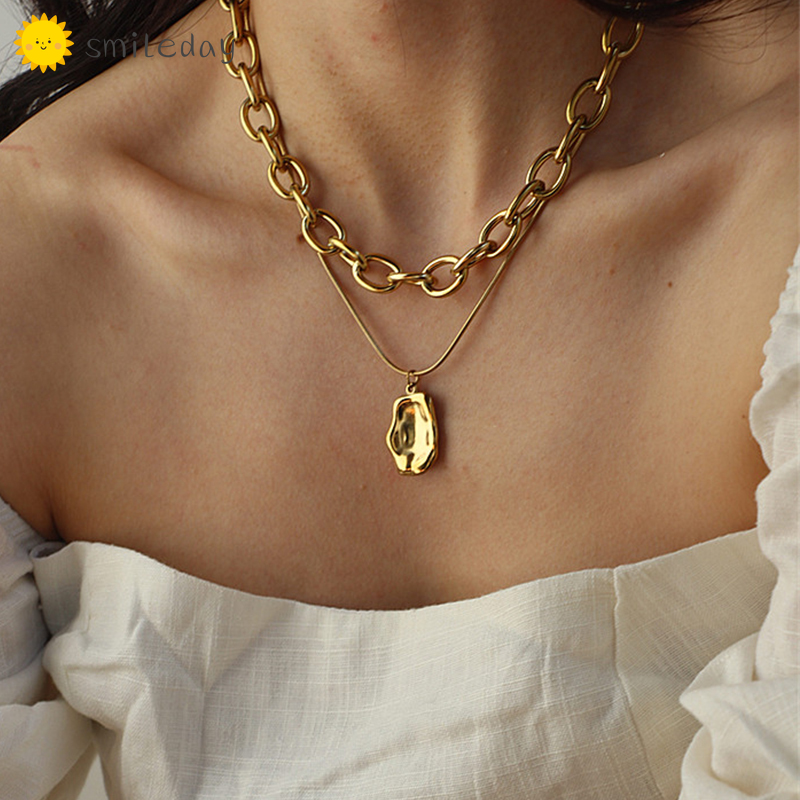 Vòng cổ Smileday màu vàng đồng phong cách Hàn Quốc thời trang