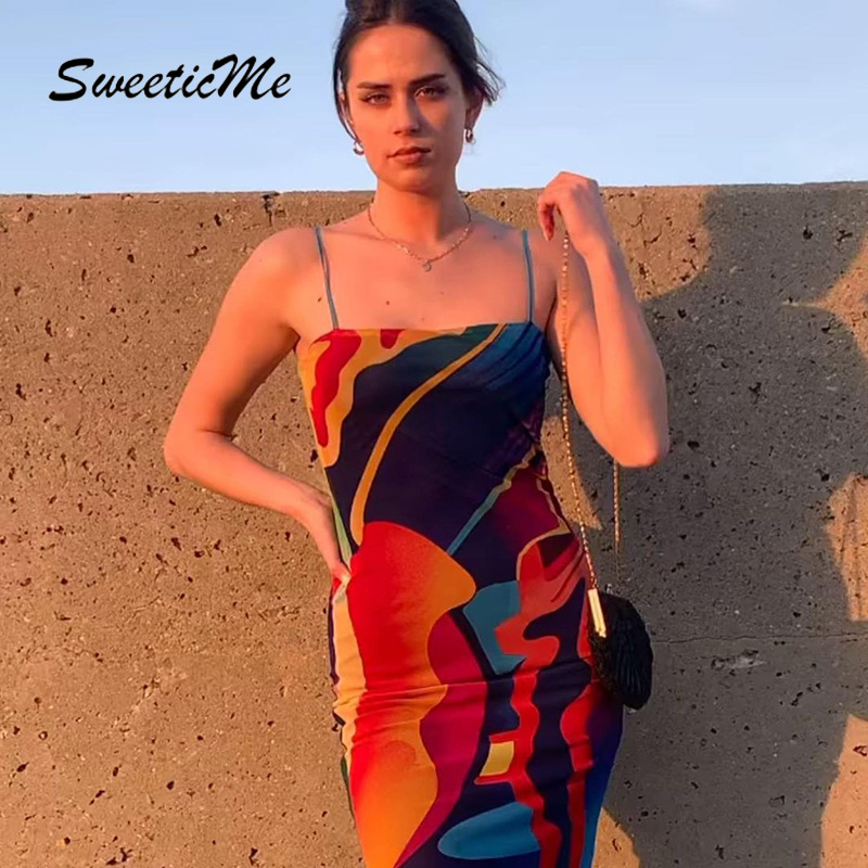 Đầm Hai Dây In Họa Tiết Trừu Tượng Gợi Cảm Dành Cho Nữ 2021 | BigBuy360 - bigbuy360.vn