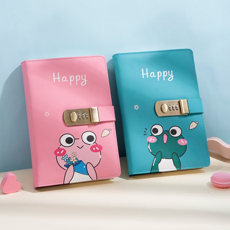 Sổ mật khẩu hoạt hình có khóa sổ ghi chép nhật ký sáng tạo Sổ ghi chép học sinh đơn giản Nhật Bản và Hàn Quốc ghi chú cô