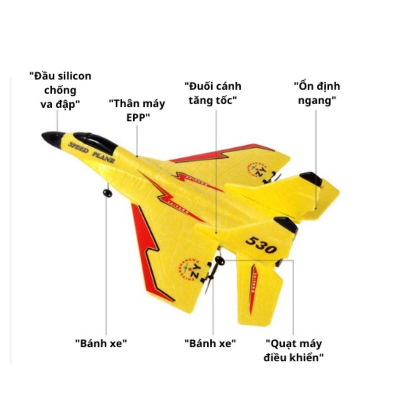 Máy Bay Điều Khiển Từ Xa Bắng Xốp Siêu Bền MIG 530 Pro - Chất Liêu EPP Nhẹ Mềm - Chống Nước - Bảo Hành 12 Tháng