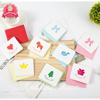 Combo 10 Thiệp Chúc Mừng Sinh Nhật, Giáng Sinh 8.5x10 Siêu Dễ Thương Có Bì Đựng Mẫu 3