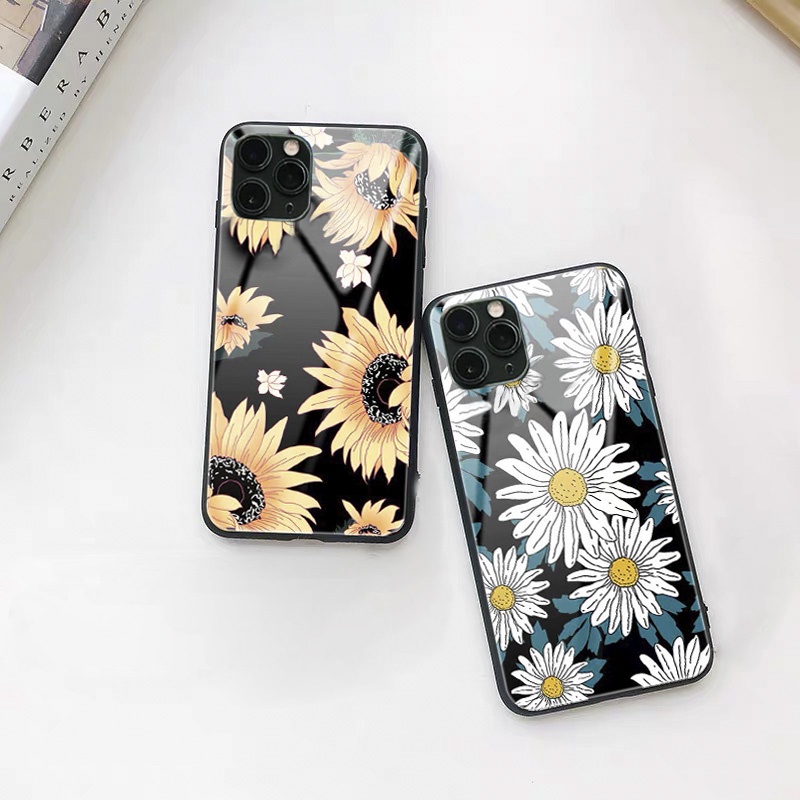 Ốp lưng iphone kính Hoa cúc case 14plus 14 pro max 13 12 promax 11 mini 6 6s 7 8 plus x xr xs Se