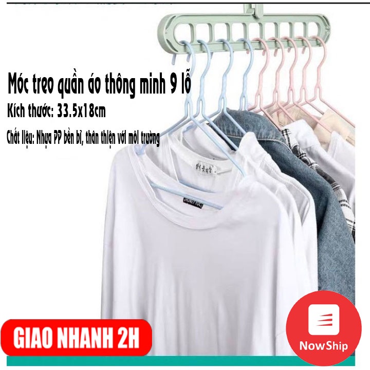 Móc treo quần áo thông minh 9 lỗ tiết kiệm không gian tủ