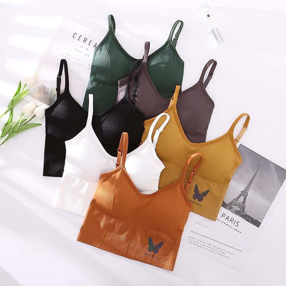 BUTTERFLY Áo Hai Dây Không Đường May Hình Chữ U Màu Dạ Quang