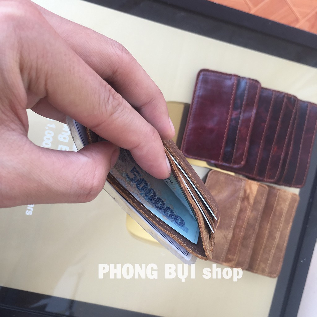 Ví Da Bò Handmade Nhỏ Gọn Chuyên Đựng Thẻ Card ATM, Vừa CMND Cũ (Số Lượng Giới Hạn)