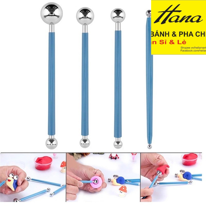 Bộ 4 que đầu tròn tạo hình fondant