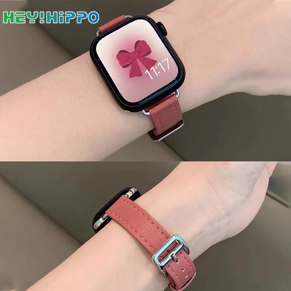 Dây Đeo Bằng Da PU Màu Sáng Cho Đồng Hồ Thông Minh iwatch 45 / 44 / 42 / 41 / 40 / 38mm 7 / 6 / SE / 5 / 4