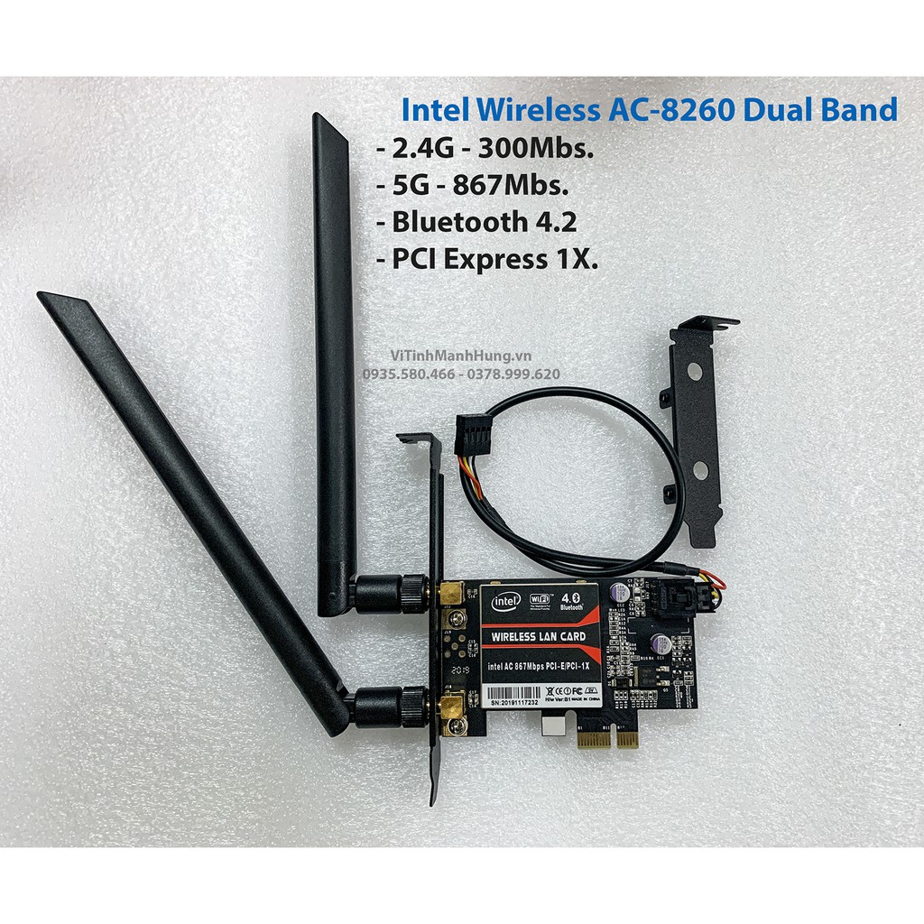 Card thu wifi Intel Wireless AC 8260, 867M, Bluetooth 4.2