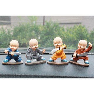 Bộ Tượng 4 Chú Tiểu Múa Đao Cực Dễ Thương - Tượng Chú Tiểu Múa Kiếm Cực Đẹp