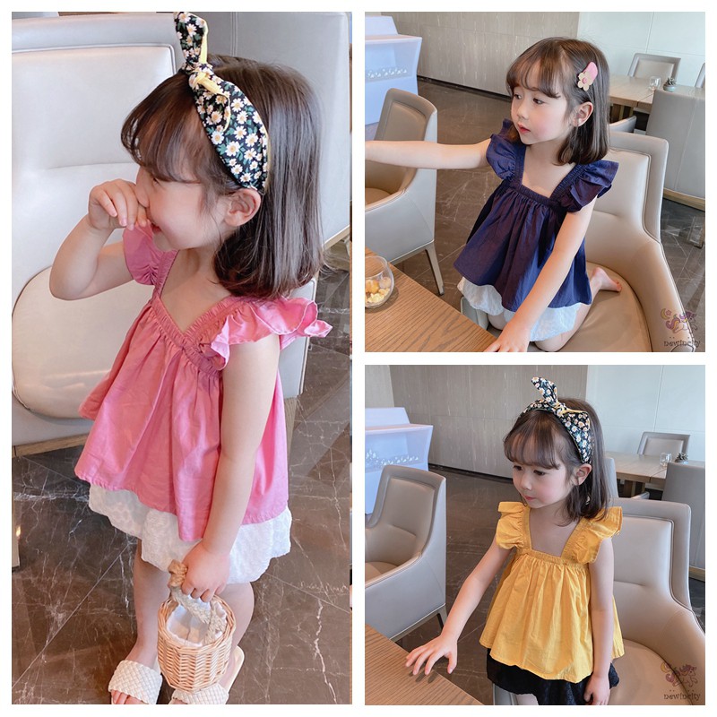 Áo không tay hai dây chất liệu co giãn phong cách Hàn Quốc dành cho bé gái