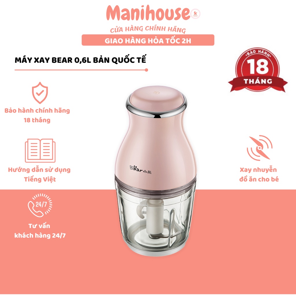 (BẢN QUỐC TẾ) Máy Xay Bear, Máy Xay Ăn Dặm, Máy Xay Sinh Tố Đa Năng, Máy Xay Thịt Bear 0,6L Cho Bé Ăn Dặm Và Gia Đình