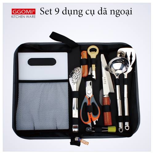 [HÀNG CHÍNH HÃNG]Bộ dụng cụ du lịch nhỏ tiện lợi gồm 9 món phù hợp khi đi cắm trại ngoài trời của GGOMi Hàn Quốc MK801