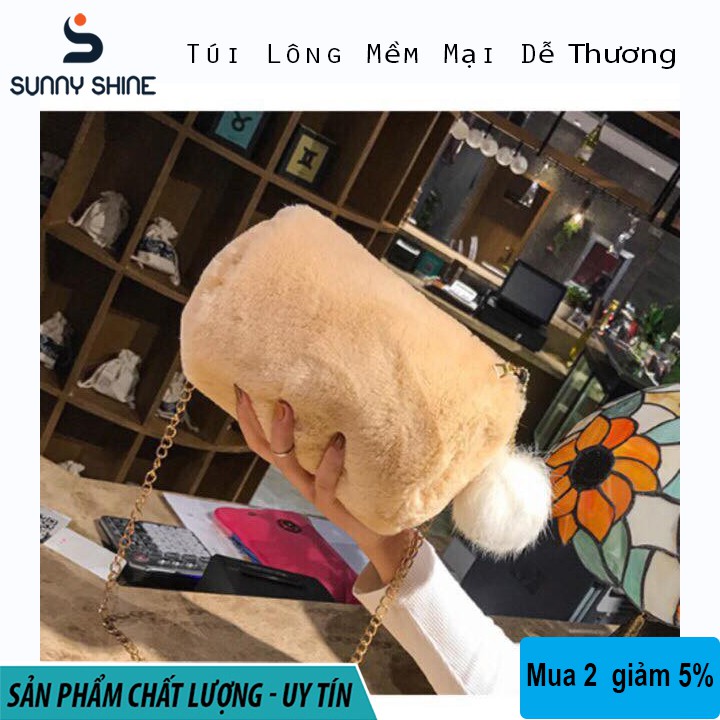 Túi đeo chéo Noel lông thú mềm mại cực xinh, 2 lớp lông ấm TXH127 | BigBuy360 - bigbuy360.vn