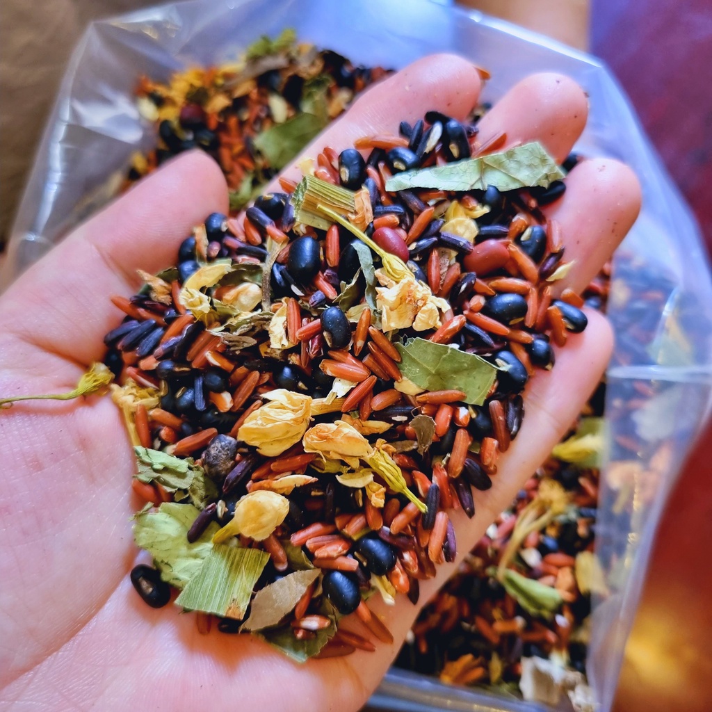 1KG Trà gạo lứt đậu đen HTX Vạn An mix lá dứa hoa nhài lá sen giảm cân hạ mỡ máu hỗ trợ  tiểu đường