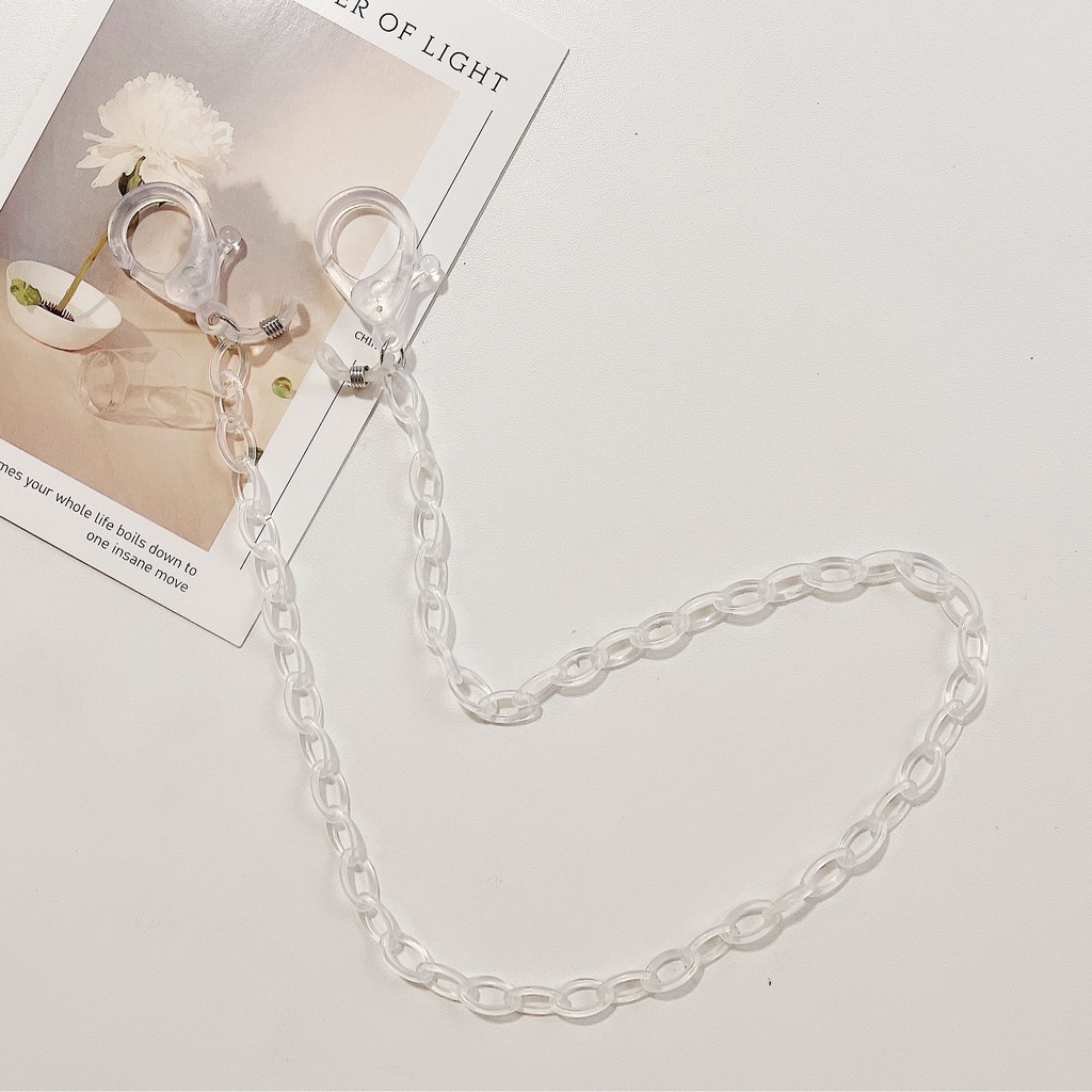 Dây Xích acrylic Trong Suốt Treo Kính Mát Hình Mặt Nạ Cánh Bướm Phong Cách retro