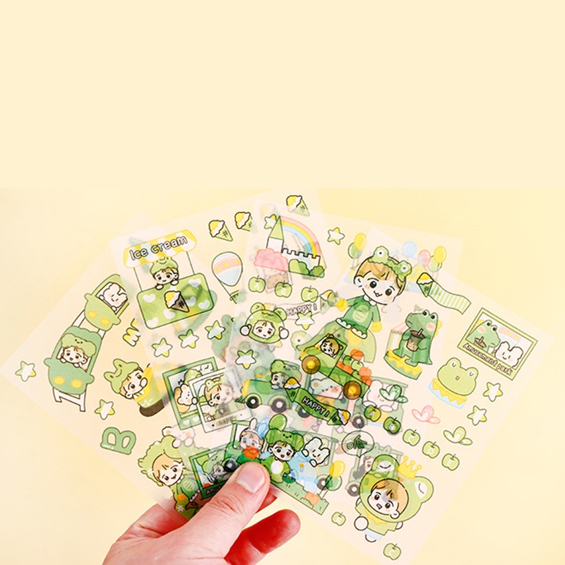 Bộ 4 tờ hình dán họa tiết hoạt hình trang trí sổ tay