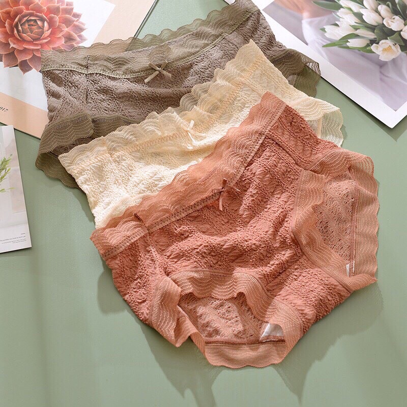 Quần lót cotton nhăn co giãn mềm êm phối viền ren cực xinh 221