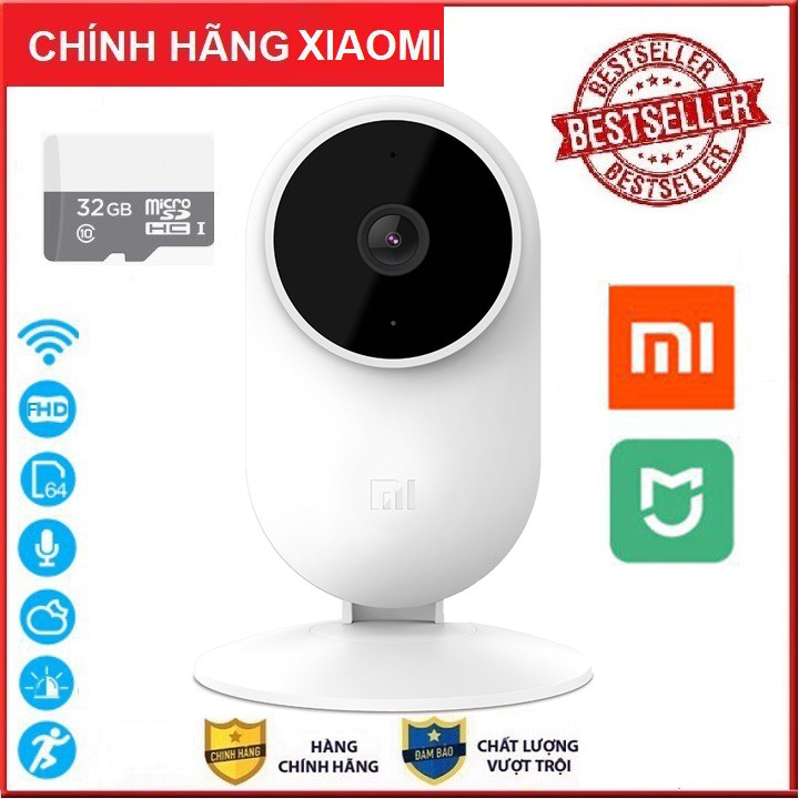 Camera quan sát Xiaomi Mijia FullHD 1080p 130 độ Basic version 2021 Quốc Tế có hồng ngoại xem đêm