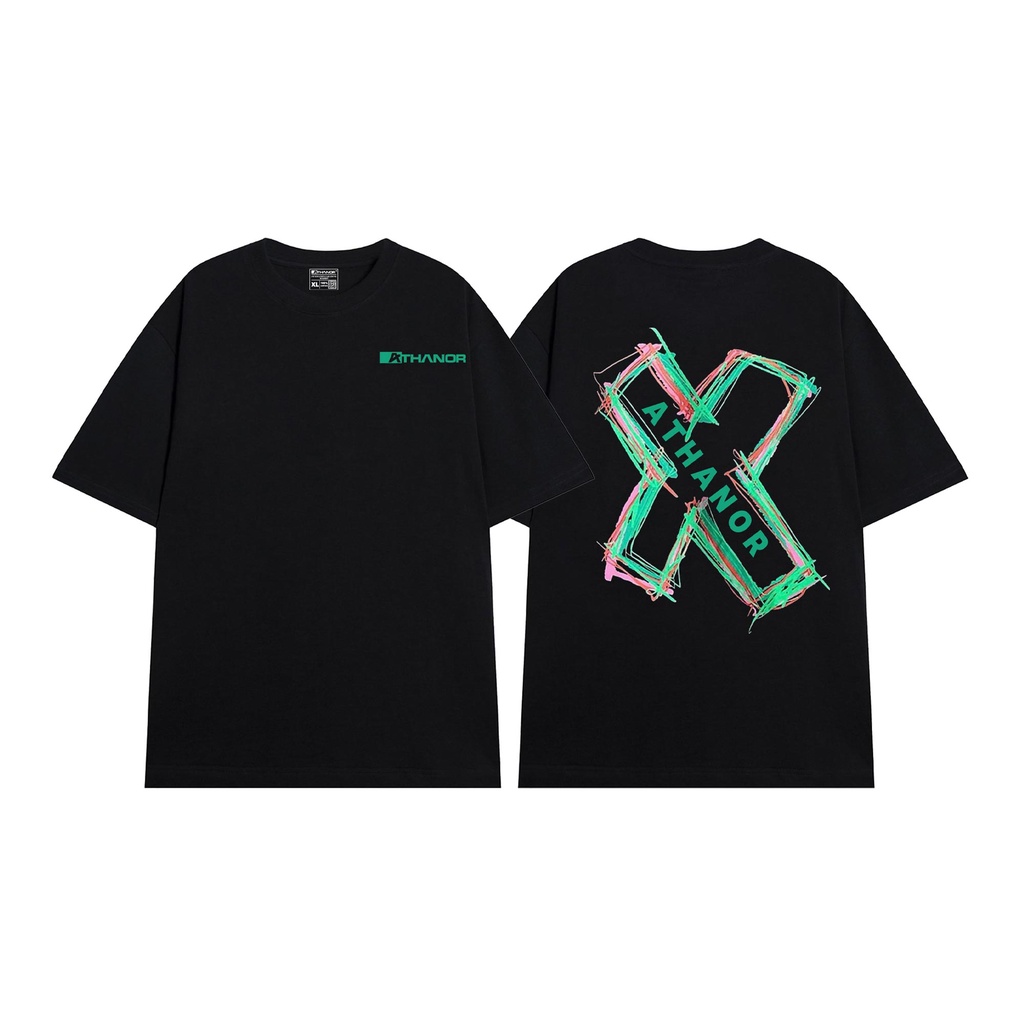 Áo thun oversize ATHANOR form rộng tay lỡ chất cotton 100% unisex mẫu X-logo