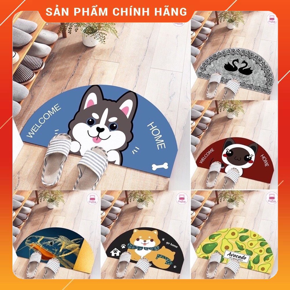 [FREESHIP❤️] Thảm Lau Chân Bán Nguyệt 3D Cao Cấp, Siêu Thấm, Siêu Sạch, Thảm Chùi Chân Chống Trơn Trượt - Hàng Loại 1