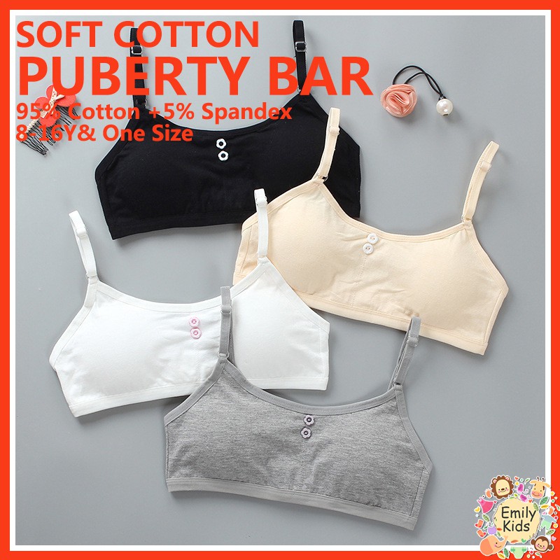 [B210] Áo Ngực Cotton Màu Trơn Thoải Mái Có Đệm Có Thể Tháo Rời Cho Thanh Thiếu Niên