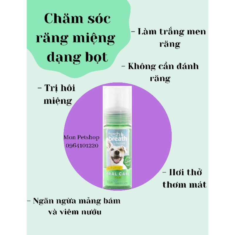 [ Tropiclean ] Xịt chăm sóc răng miệng dạng xịt bọt