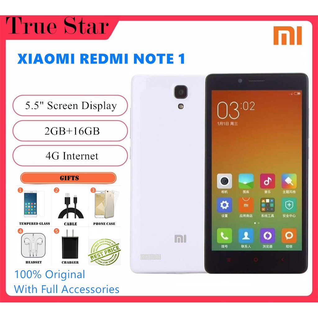 ĐIỆN THOẠI XIAOMI REDMI NOTE 1, RAM 1GB, MÀN HÌNH TO 5.5 INCH, CÓ TIẾNG VIỆT | BigBuy360 - bigbuy360.vn