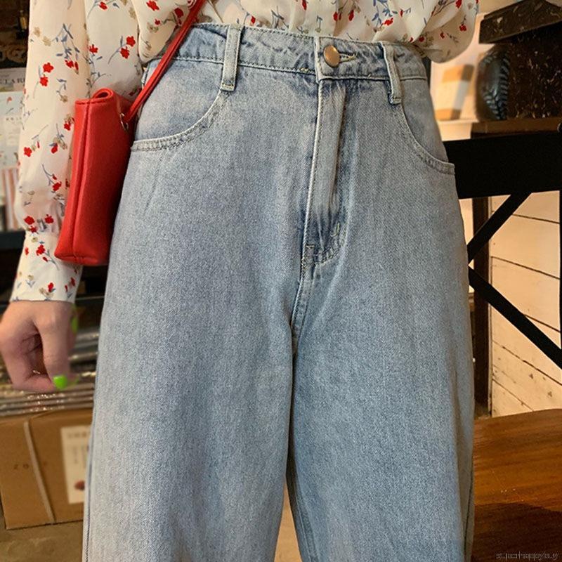 Quần Jean Ống Rộng Lưng Cao Cá Tính Theo Phong Cách Hàn Quốc Dành Cho Nữ