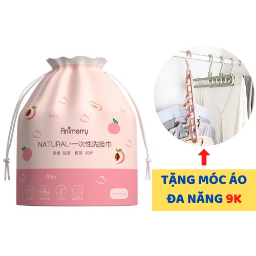 Khăn Lau Mặt Dùng 1 Lần Animery 50 Tờ Cotton 100% An Toàn Cho Da Mặt Sức Khỏe