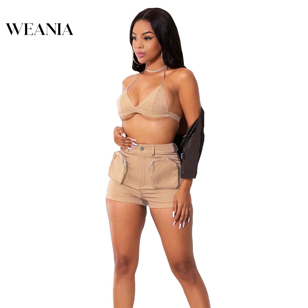 Set Áo Tank Top 2 Dây + Quần Sọt Phối Túi Thiết Kế Quyến Rũ